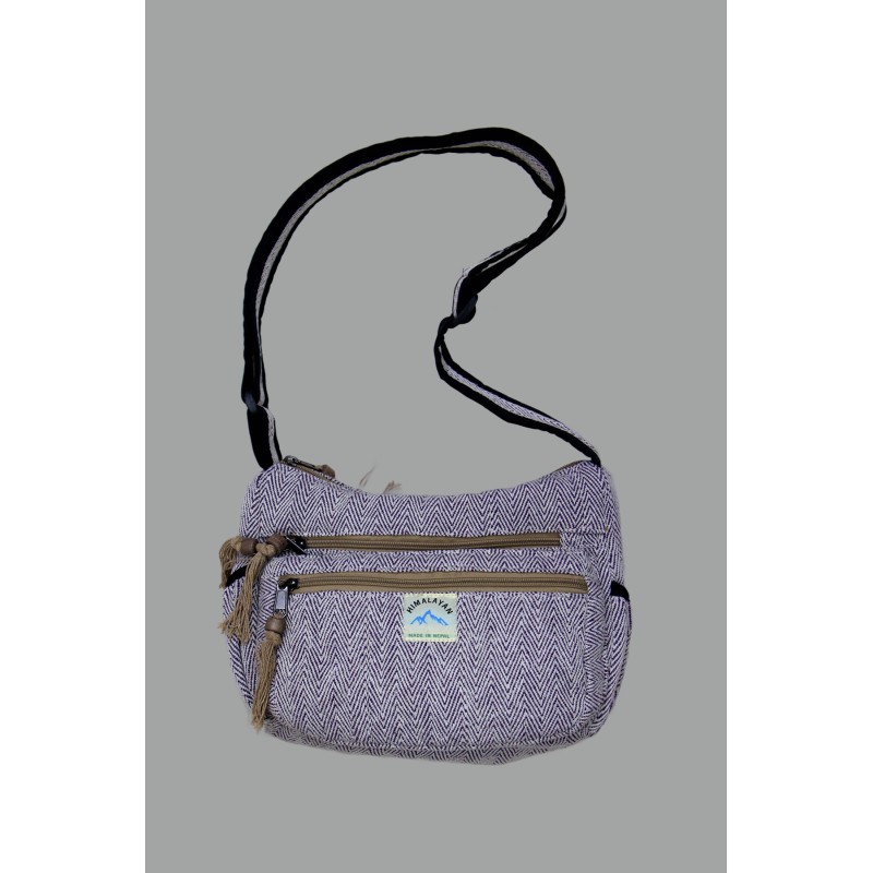 Himalayan Handwoven Cotton Crossbody Bag - Boho Multi-Pocket Messenger Bag FSGI-45