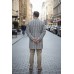 Unisex Grey & White Plaid Longline Blazer Coat - Checked Outerwear BLC-01