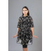 Black/White Floral Printed Sheer Short Dress For Women BGHB-29