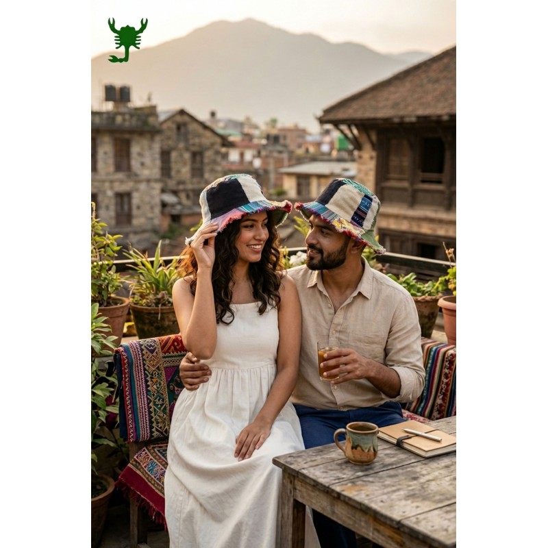 Unisex Multi-Color Cotton Patchwork Hat | Artisanal Made in Nepal CH-05