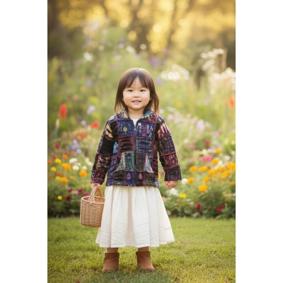 Handmade Kids Hippie Patchwork Jacket | Boho Cotton Hoodie from Nepal JKK-02