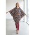 100% Cotton Warm Poncho | Tribal Pattern Hooded Cape | Made in Nepal Knitwear U-78