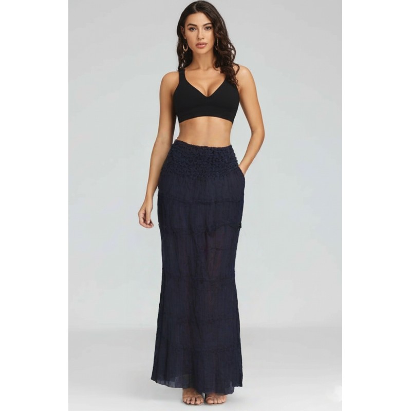 Women's Solid Cotton Maxi Skirt – Lightweight, Breathable & All-Day Comfort CS-01