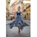 Women’s Boho Patchwork Maxi Skirt Hippie Handcrafted Asymmetrical Skirt with Fringe & Geometric Print FSGI-16