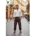 Unisex Urban Nomad Men's Stone-Washed Cargo Trousers – Ethnic Pattern Embroidery U-35